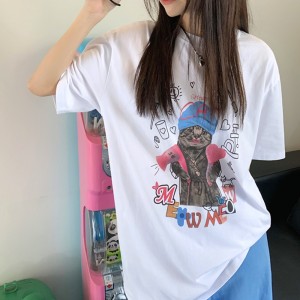 [AB517]캣 프린팅 반팔 티셔츠